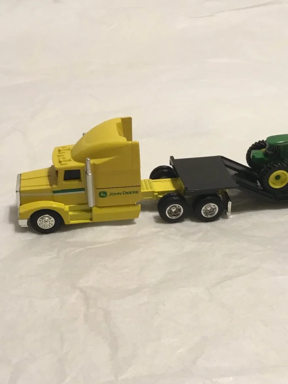 Vintage die cast John Deere tractor trailer and trailer w/ tractor and grain bin